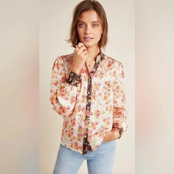 Hemant & Nandita‎ Fatima Floral Button-Down Top Size XS - Picture 2 of 12